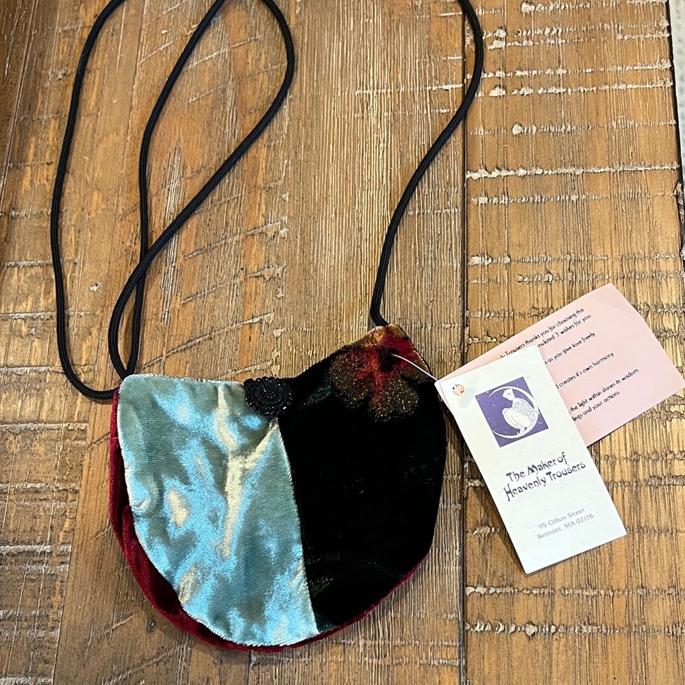 NWT “The Maker of Heavenly Trouser” Velvet Patchwork Crossbody Bag